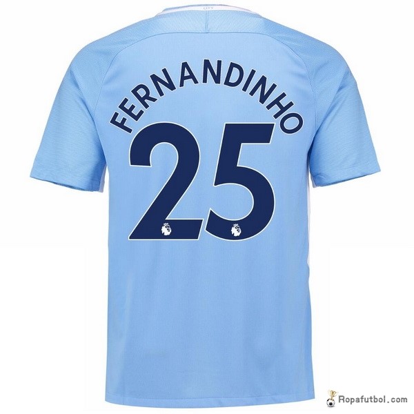 Camiseta Manchester City Replica Primera Ropa Fernandinho 2017/18